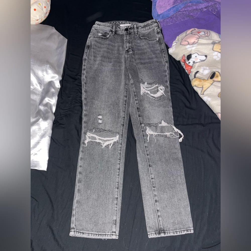 Pacsun ripped black straight-leg jeans